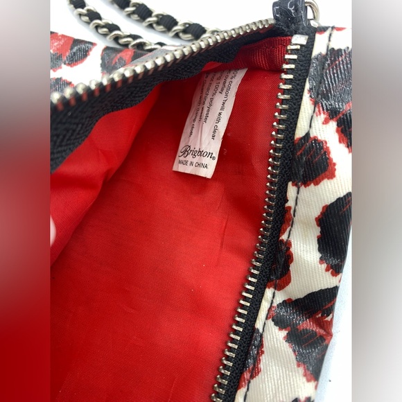 Brighton Leopard Animal Print Mini Makeup Bag 7.5 x 5.5 Red White Black Wrislet - Picture 6 of 9